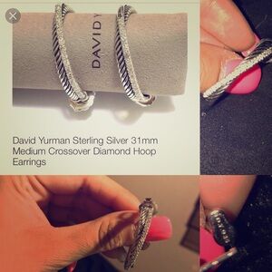 David Yurman 31mm medium crossover diamond hoop 1